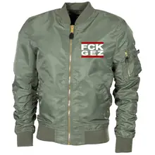 Bestickte MA1 Bomberjacke "Leichtversion" Schwarz - FCK GEZ - gewählte Variante
