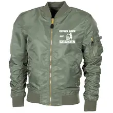 Bestickte MA1 Bomberjacke "Leichtversion" Schwarz - Keinen Bock auf Zecken Vorderseite