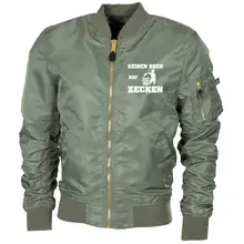 Bestickte MA1 Bomberjacke "Leichtversion" Schwarz - Keinen Bock auf Zecken - gewählte Variante