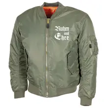 Bestickte MA1 Bomberjacke, Oliv - Ruhm und Ehre - gewählte Variante