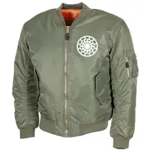 Bestickte MA1 Bomberjacke, Oliv - Schwarze Sonne Vorderseite