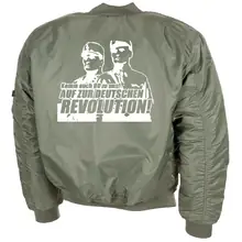 Bestickte MA1 Bomberjacke, Oliv - Komm zur Revolution Rückseite