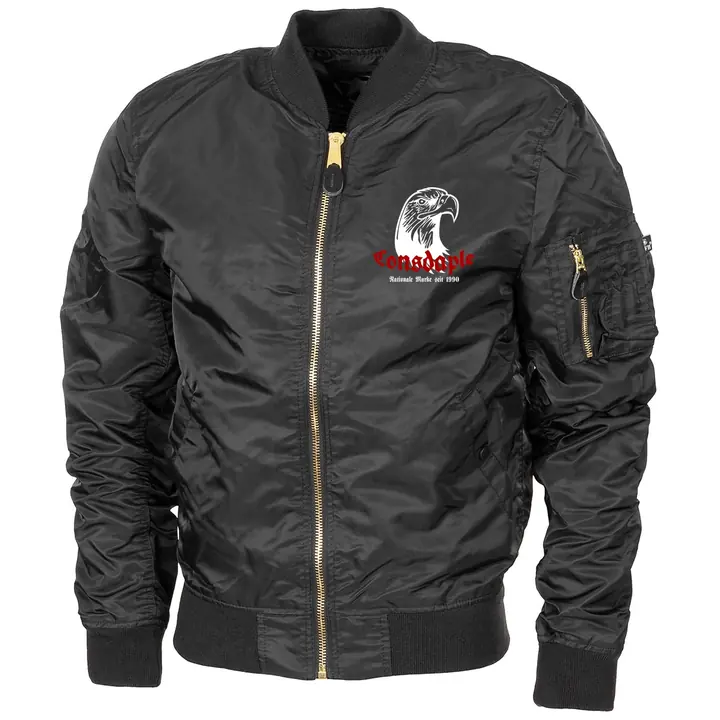 Bestickte MA1 Bomberjacke "Leichtversion" Schwarz - Consdaple, Adlerkopf 1990