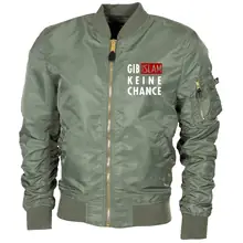 Bestickte MA1 Bomberjacke "Leichtversion" Schwarz - Gib Islam keine Chance Vorderseite