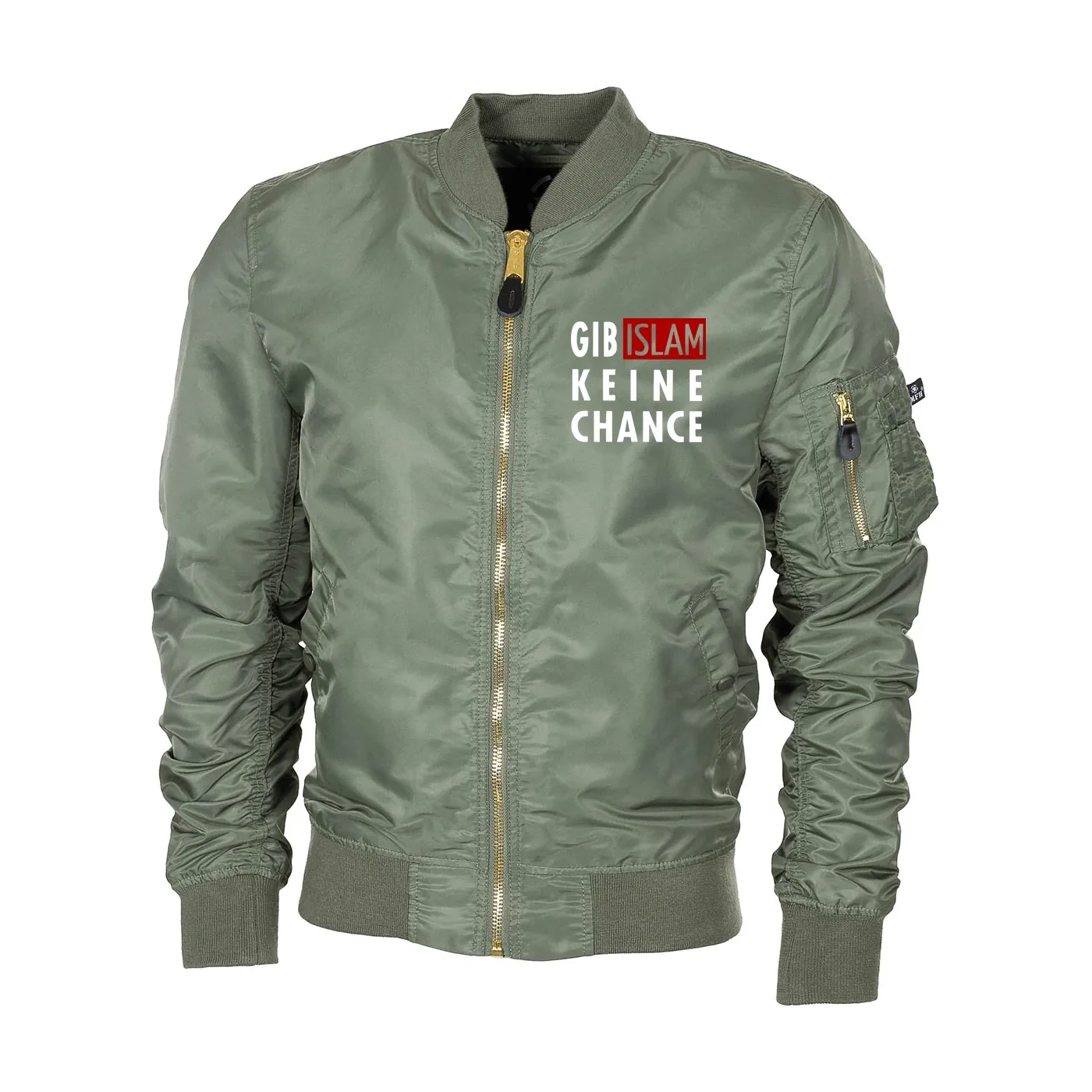Bestickte MA1 Bomberjacke "Leichtversion" Schwarz - Gib Islam keine Chance