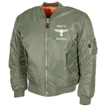 Bestickte MA1 Bomberjacke, Oliv - Made in Germany Vorderseite