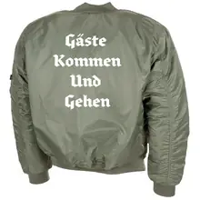 Bestickte MA1 Bomberjacke, Oliv - Gute Heimreise Rückseite