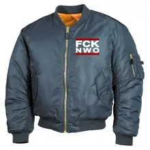 Bestickte MA1 Bomberjacke, Alphablau - FCK NWO - gewählte Variante