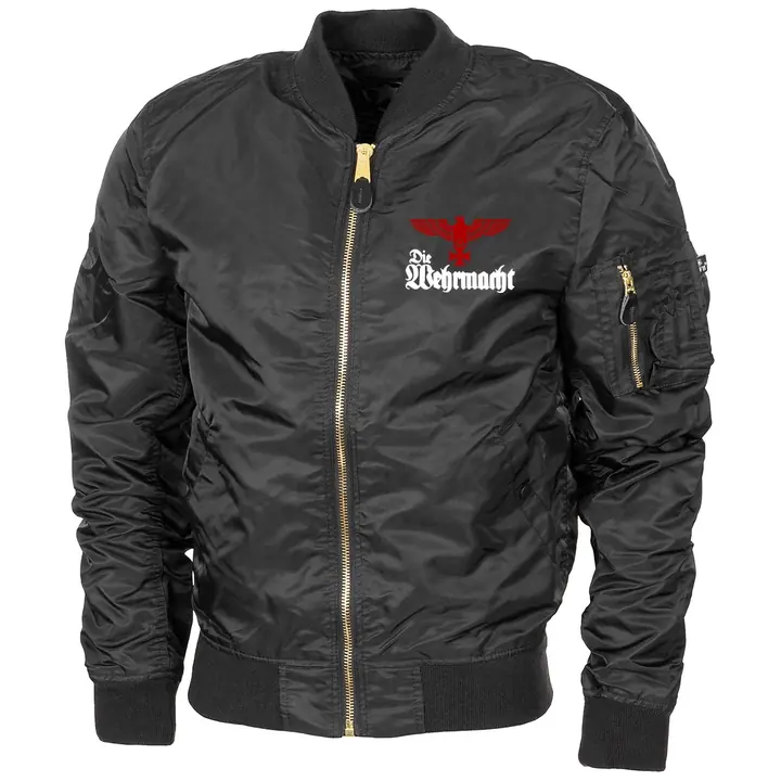 Bestickte MA1 Bomberjacke "Leichtversion" Schwarz - Die Wehrmacht