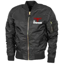 Bestickte MA1 Bomberjacke "Leichtversion" Schwarz - Die Wehrmacht Vorderseite