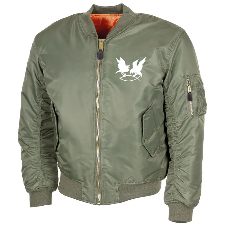 Bestickte MA1 Bomberjacke, Oliv - Hugin Munin
