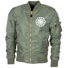 Bestickte MA1 Bomberjacke "Leichtversion" Schwarz - Schwarze Sonne - gewählte Variante