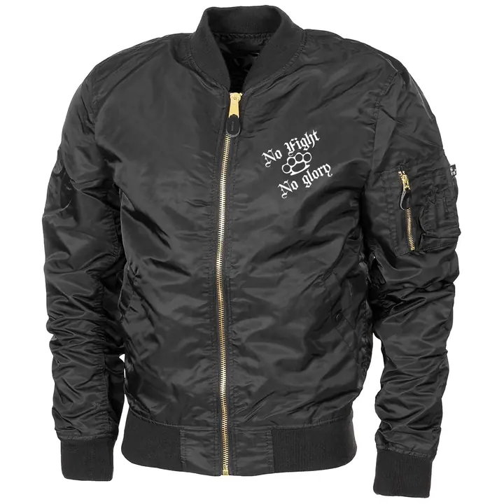 Bestickte MA1 Bomberjacke "Leichtversion" Schwarz - Life is Pain