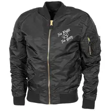 Bestickte MA1 Bomberjacke "Leichtversion" Schwarz - Life is Pain Vorderseite