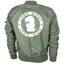 Bestickte MA1 Bomberjacke "Leichtversion" Schwarz - Good night left side Rückseite