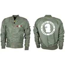 Bestickte MA1 Bomberjacke "Leichtversion" Schwarz - Good night left side Vorder- und Rückseite