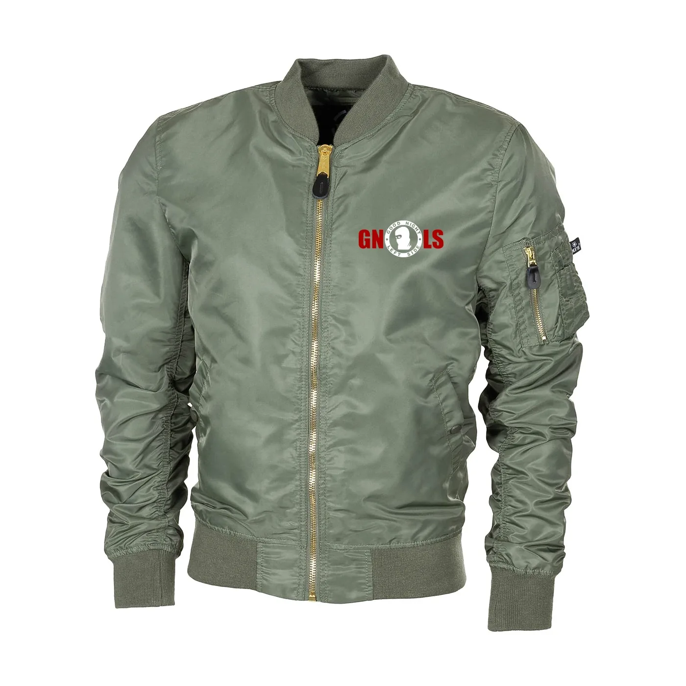 Bestickte MA1 Bomberjacke "Leichtversion" Schwarz - Good night left side