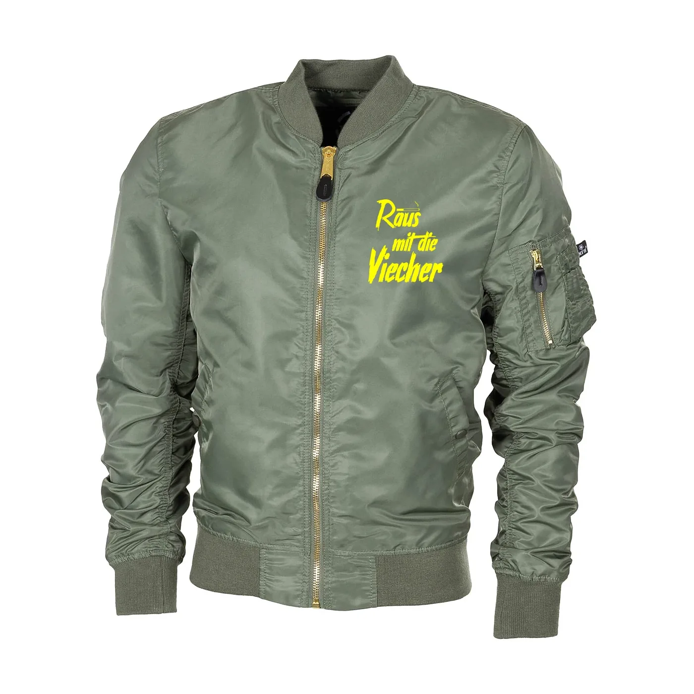 Bestickte MA1 Bomberjacke "Leichtversion" Schwarz - Raus mit die Viecher