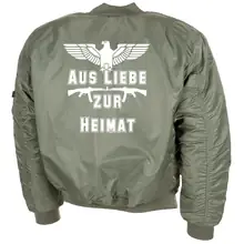Bestickte MA1 Bomberjacke, Oliv - Aus liebe zur Heimat Rückseite