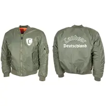 Bestickte MA1 Bomberjacke, Oliv - Landser Deutschland Vorder- und Rückseite