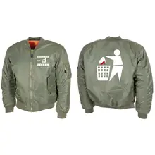 Bestickte MA1 Bomberjacke, Oliv - Keinen Bock auf Zecken Vorder- und Rückseite