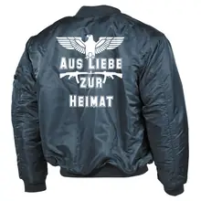 Bestickte MA1 Bomberjacke, Alphablau - Aus liebe zur Heimat Rückseite