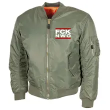 Bestickte MA1 Bomberjacke, Oliv - FCK NWO Vorderseite