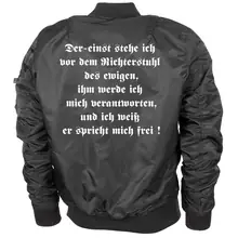 Bestickte MA1 Bomberjacke "Leichtversion" Schwarz - Rudolf Hess Rückseite