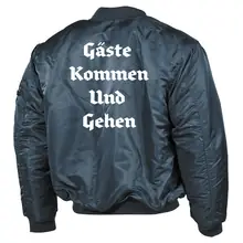 Bestickte MA1 Bomberjacke, Alphablau - Gute Heimreise Rückseite