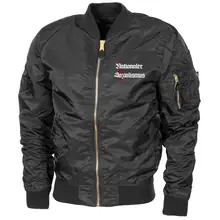 Bestickte MA1 Bomberjacke "Leichtversion" Schwarz - Nationaler Sozialismus Vorderseite