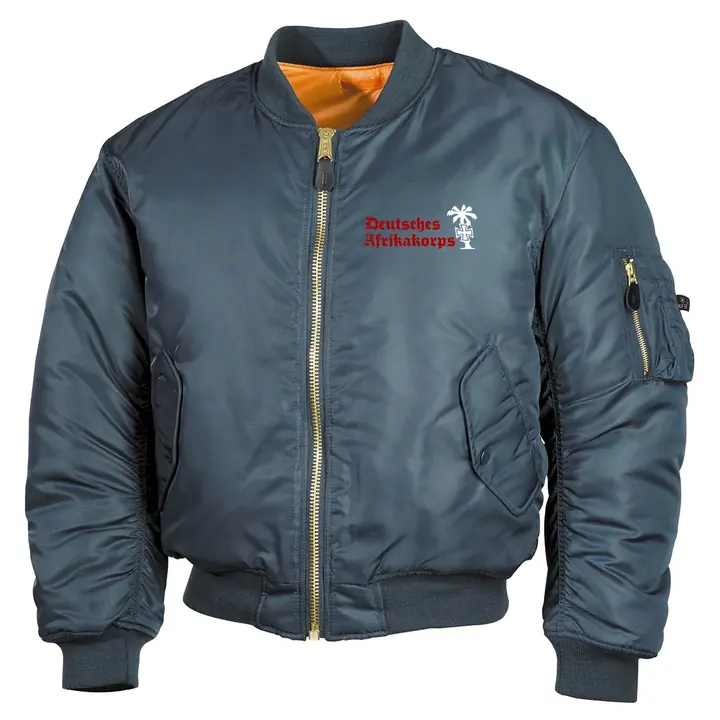 Bestickte MA1 Bomberjacke, Alphablau - Deutsches Afrikakorps