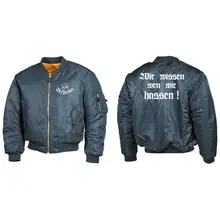Bestickte MA1 Bomberjacke, Alphablau - Berserker Vorder- und Rückseite