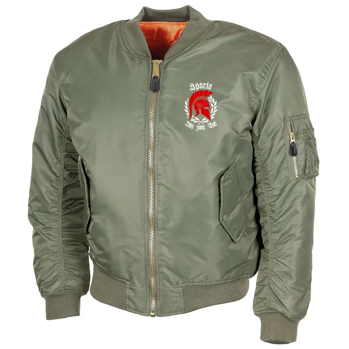 Bestickte MA1 Bomberjacke, Oliv - Sparta, bis zum Tod