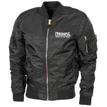 Bestickte MA1 Bomberjacke "Leichtversion" Schwarz - Consdaple, härter als der Rest Vorderseite