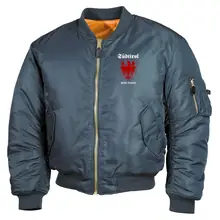 Bestickte MA1 Bomberjacke, Alphablau - Südtirol bleibt deutsch Vorderseite