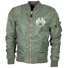 Bestickte MA1 Bomberjacke "Leichtversion" Schwarz - Raben Vorderseite