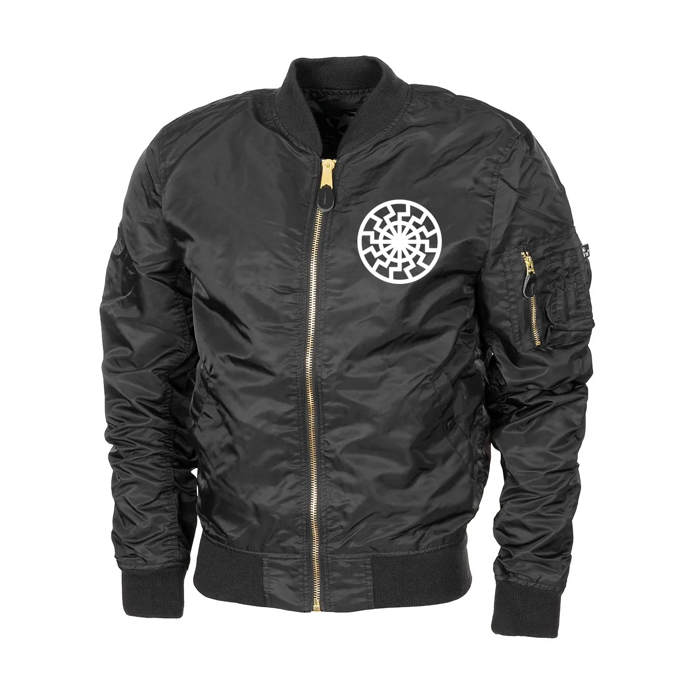 Bestickte MA1 Bomberjacke "Leichtversion" Schwarz - Schwarze Sonne