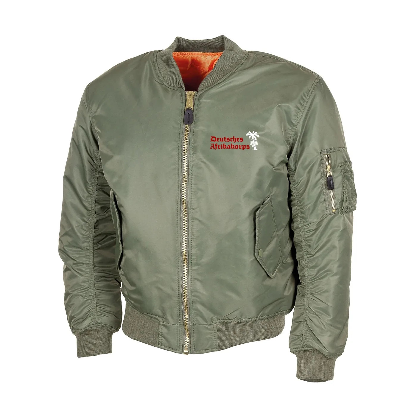 Bestickte MA1 Bomberjacke, Oliv - Deutsches Afrikakorps