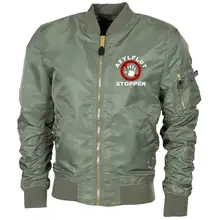 Bestickte MA1 Bomberjacke "Leichtversion" Schwarz - Asylflut stoppen - gewählte Variante