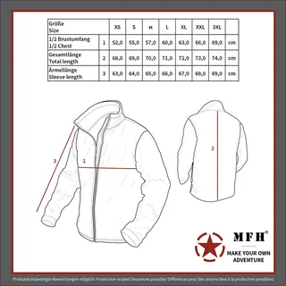 Bestickte MA1 Bomberjacke "Leichtversion" Schwarz - Nicht an Zuwanderung interessiert, Fahne Größentabelle