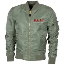 Bestickte MA1 Bomberjacke "Leichtversion" Schwarz - Nicht an Zuwanderung interessiert, Fahne - gewählte Variante
