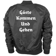 Bestickte MA1 Bomberjacke "Leichtversion" Schwarz - Gute Heimreise Rückseite