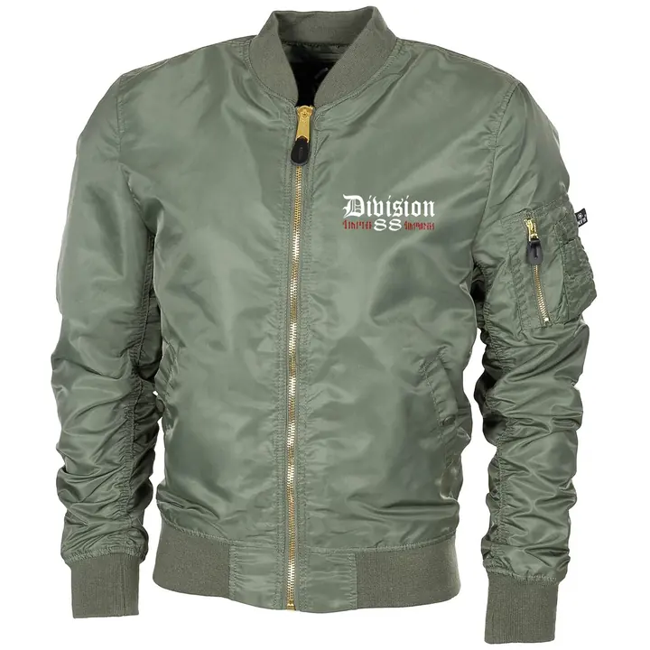 Bestickte MA1 Bomberjacke "Leichtversion" Schwarz - Division 88 Runen