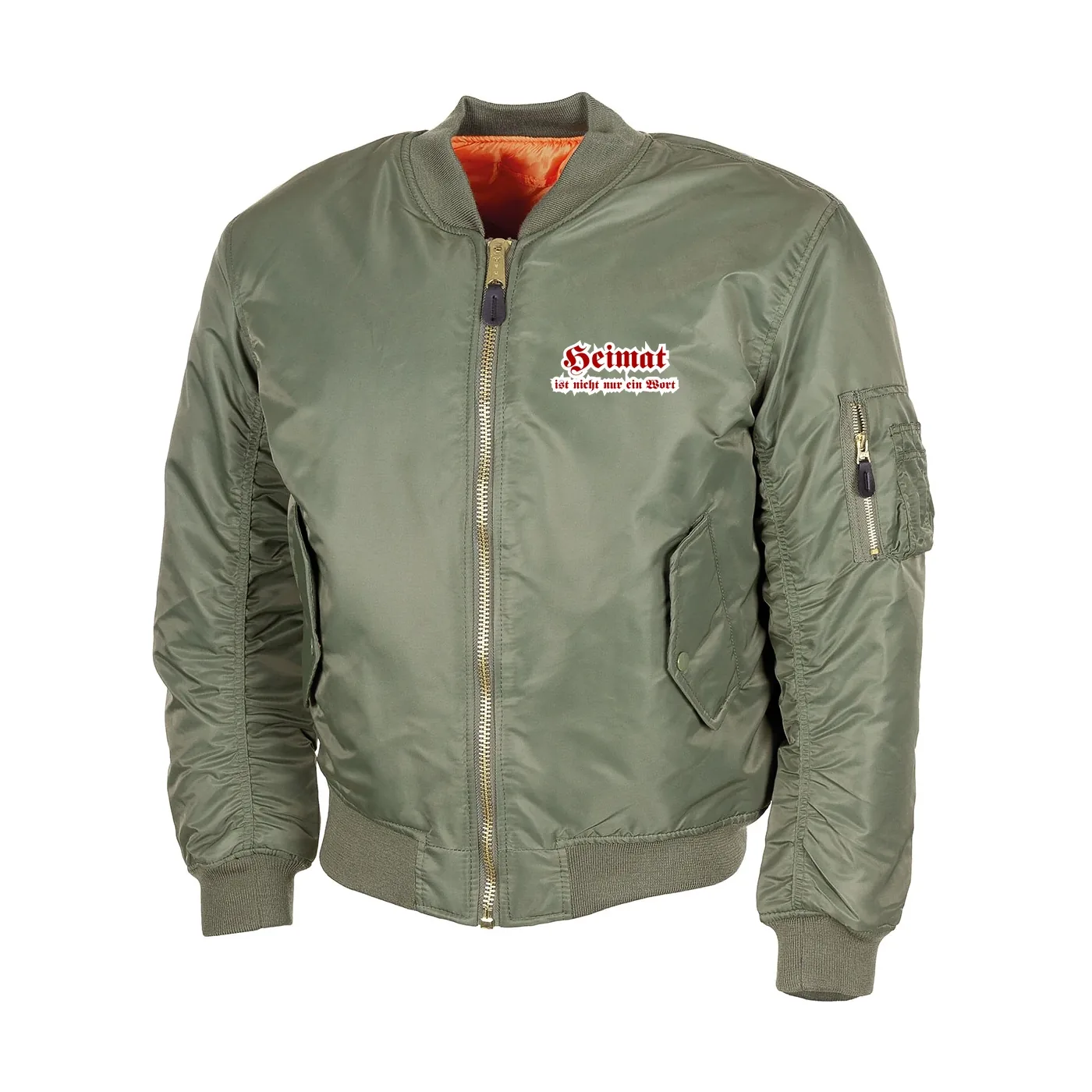 Bestickte MA1 Bomberjacke, Oliv - Heimat ist nicht nur ein Wort
