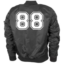 Bestickte MA1 Bomberjacke "Leichtversion" Schwarz - 100% White Rückseite