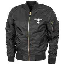Bestickte MA1 Bomberjacke "Leichtversion" Schwarz - Adler, Kreuz Vorderseite