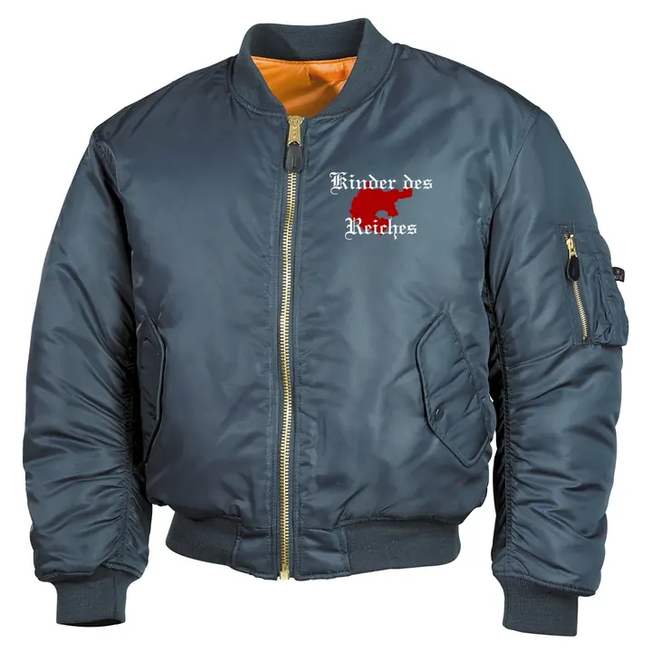 Bestickte MA1 Bomberjacke, Alphablau - Kinder des Reiches