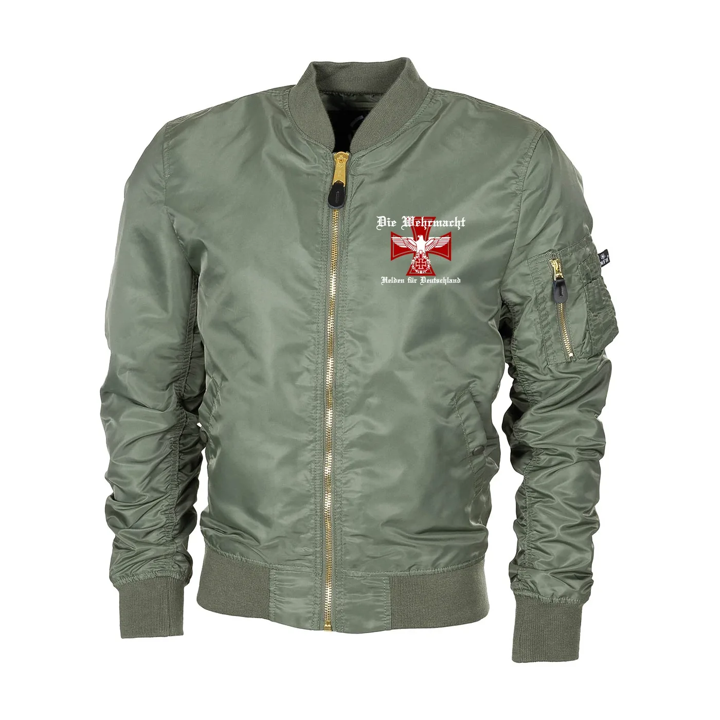 Bestickte MA1 Bomberjacke "Leichtversion" Schwarz - Die Wehrmacht, Helden für Deutschland