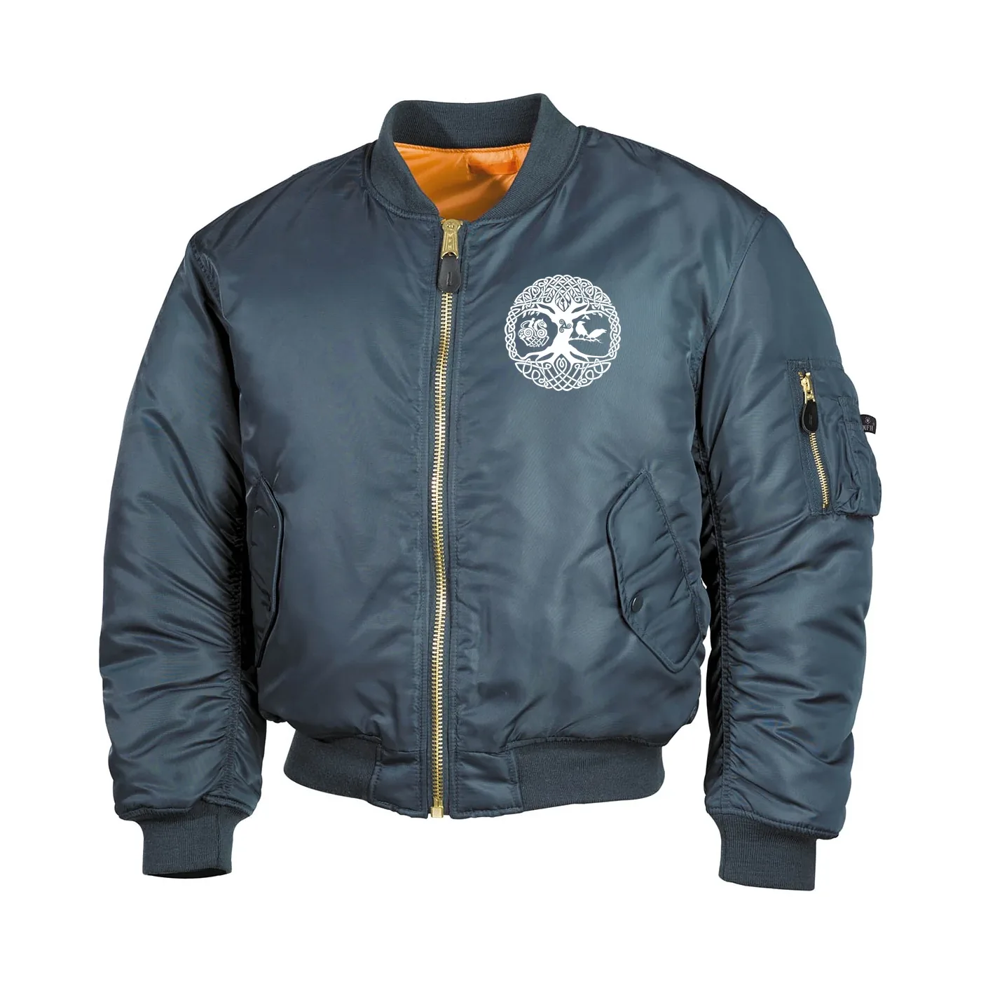Bestickte MA1 Bomberjacke, Alphablau - Lebensbaum