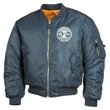 Bestickte MA1 Bomberjacke, Alphablau - Lebensbaum - gewählte Variante